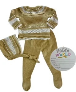 NB Knit outfit Tan 3 pc
