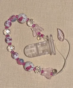 Pink Flower Pacifier Clip