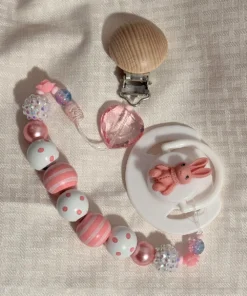 Pink Bunny Paci& Clip